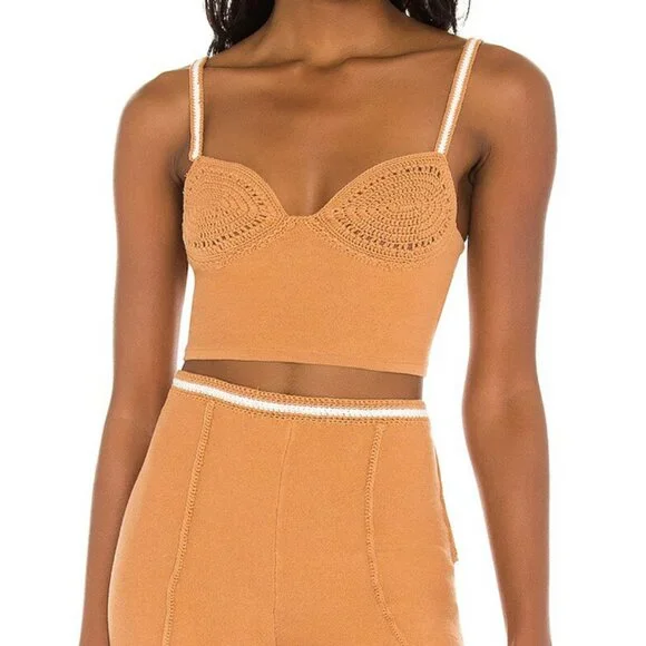 Revolve Crochet Crop Top | Yellow | Medium | Camila Coelho - Picture 4 of 4
